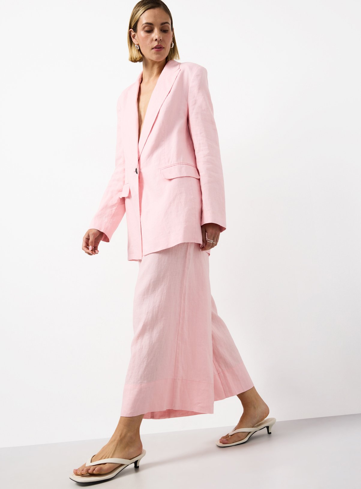 Pink Linen Longline Blazer 16 - Image 2 thumbnail